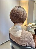 大人かわいい丸みショート/透明感ブラウンベージュ