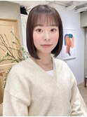ミルクティーベージュぷつっとボブケアブリーチ 梅田
