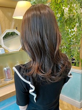 ロンド リリー 銀座(Lond Lily) 顔周りレイヤーカット×オリーブベージュ黒髪/前髪[銀座]