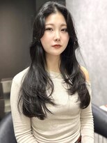 シティ(CITY)&nbsp;ワンカールレイヤーカット ロングヘア 黒髪 小顔 韓国