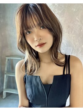 リュドール 名駅(Rue D'or) 透明感ベージュ×大人レイヤーミディアムby丸山