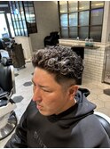 【BarBerBROS】メッシュカラーハイライト×ショートパーマ