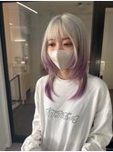 20代30代ソフトウルフ肩ラインダブルカラーピンクカラー
