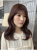 栄柔らか質感レイヤーカットミディアム ブラウン