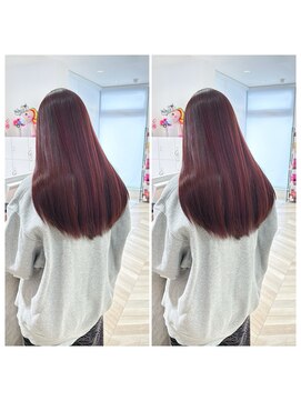 ニューヨークニューヨーク 阪急高槻店(NYNY) ８トーンブリーチなしボルドーレイヤー透明感イルミナカラー