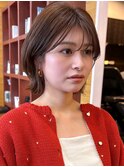 ボブ/レイヤーカット/くびれヘア/前髪カット/ラベンダーベージュ