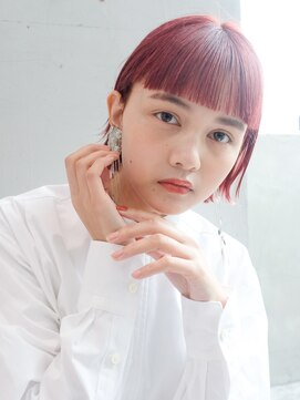 アルバム 銀座(ALBUM GINZA) ピンクオレンジ_エアリーミディショートパーマ_48355