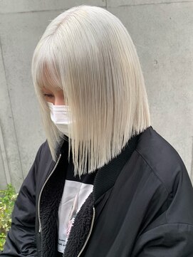 ベレーザ 渋谷(BELEZA) ba533ニュアンスカラー2wayバングプラチナベージュボブウルフ