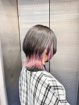 ファイブバイジエクト 堀江(FIVE by The Ect) ウルフ×ピンクインナーカラー