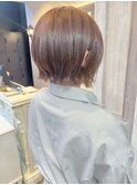 福山人気caary柔らかココアベージュ切りっぱなし外ハネボブ20代
