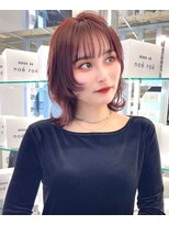 ノエロク 岐阜(noe rok)&nbsp;チェリーレッドカラーの顔まわりレイヤースタイル