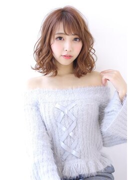 オーロ 西宮店(ORO) 外ハネふんわりパーマ オレンジブラウン