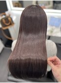 ロングヘアーピンクブラウン髪質改善　赤坂見附