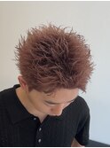 ハイトーンスパイキーピンクベージュブリーチカラー