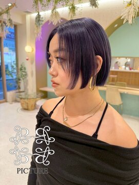 ピクチャー(PICTURE) ダークバイオレット/ボブ/ダブルカラー/カット＆カラー/ブリーチ