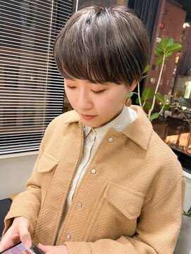 テトヘアー(teto hair) マッシュショートマニッシュ前髪ありグレージュハイライト