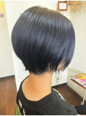 大人可愛いブルーグレージュフォルムカット☆ショートボブ