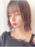 Say.黒髪ボブルフネビージュ小顔ワンレンボブイヤリングカラー