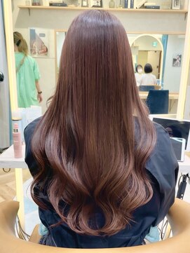ロンドプランタン 恵比寿(Lond Printemps) ピンクカラー ロングレイヤーカットゆるウェーブ