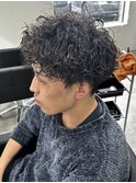 メンズアップバングパーマ波巻パーマスパイラルパーマ刈り上げ