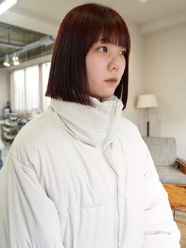 トナリ(tonari) レッドブラウン ぱつっとボブ 小顔バング【鹿児島中央】