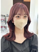 ディーン 岡崎店(DEAN)&nbsp;セクシーミディピンクベージュくびれヘアチェリーレッド