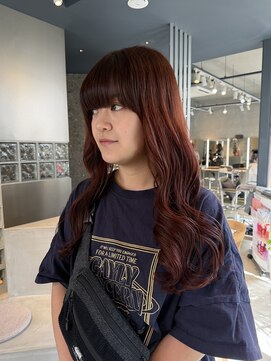 ブリーチなし！ツヤレッドカラー