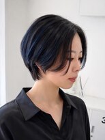 スイ(suiw) クールショートネイビーハイライト【suiw】昭和町/天王寺/阿倍野