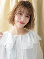 カバーヘア イヴ 戸頭店(COVER HAIR EVE)&nbsp;ゆるふわボブ/ダブルカラー/ミルクティーベージュ/ハイトーンe