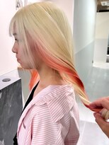 プネル(punel) オレンジ アンブレラカラー 抜きっぱなし デザインカラー原宿