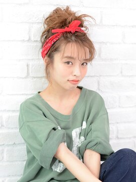 アース 武蔵境店(HAIR & MAKE EARTH) スケルトンバング×バンダナのアップスタイル【EARTH武蔵境】