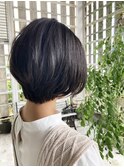 大人可愛い前下がりショートボブ/丸みショート