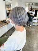 ハイトーンシルバーカラー/ケアブリーチ/ショートボブ/名古屋