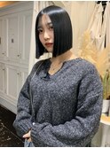切りっぱなしボブ　サラサラストレートパーマ