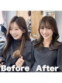 韓国ヘア　2wayバング  レイヤーカット くびれヘア  顔周り/
