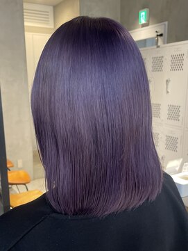 エリマ 調布(elima) 調布ボブレイヤーラベンダーブルーダブルカラー内巻きボブ
