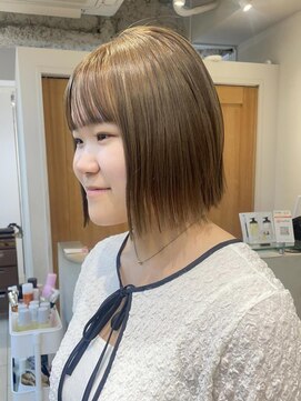 テトラ バイ ネオリーブ 横浜西口店(tetra by neolive) オリーブグレージュ切りっぱなしボブブリーチ横浜N