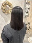 暗髪◎地毛風縮毛矯正ミディアムストレートヘア