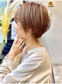 【３０代４０代５０代】大人コンパクトショート/明るめベージュ