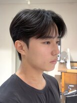 ノラキチジョウジ(NORA KICHIJOJI) 黒髪韓国風センターパートツーブロックダウンパーマワックスなし