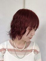 ヘアー アレス(hair ales)&nbsp;ダブルカラー　赤髪　ブリーチなしカラー