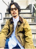 mowen 南堀江　メンズ　ウルフ　センターパート　メンズパーマ
