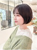 大人可愛い20代30代40代黒髪前下がりショートボブ丸みショート◎