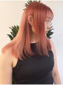オレンジベージュケアブリーチ1回バレイヤージュ