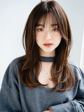エインアンリー 表参道(AIN.ANLY.) エアリーパーマエアリーカールくびれロング薄めバング大人女子