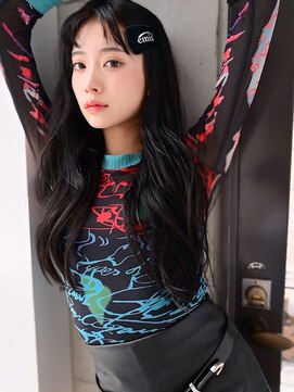 アンジェリカ 京都駅前店(ANGELICA JR) ANGELICA ブラックアッシュ  艶髪 ゆる巻きロング