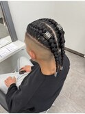コーンロウ メンズ ボクサーブレイズ 2本 マンバン 卒業式