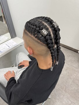 ガルボヘアー 桟橋店(garbo hair) コーンロウ メンズ ボクサーブレイズ 2本 マンバン 卒業式