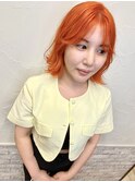 姫路切りっぱなしボブ×オレンジ