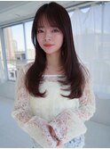 ANGELICA ピンクブラウン 顔まわりレイヤー 大人かわいい